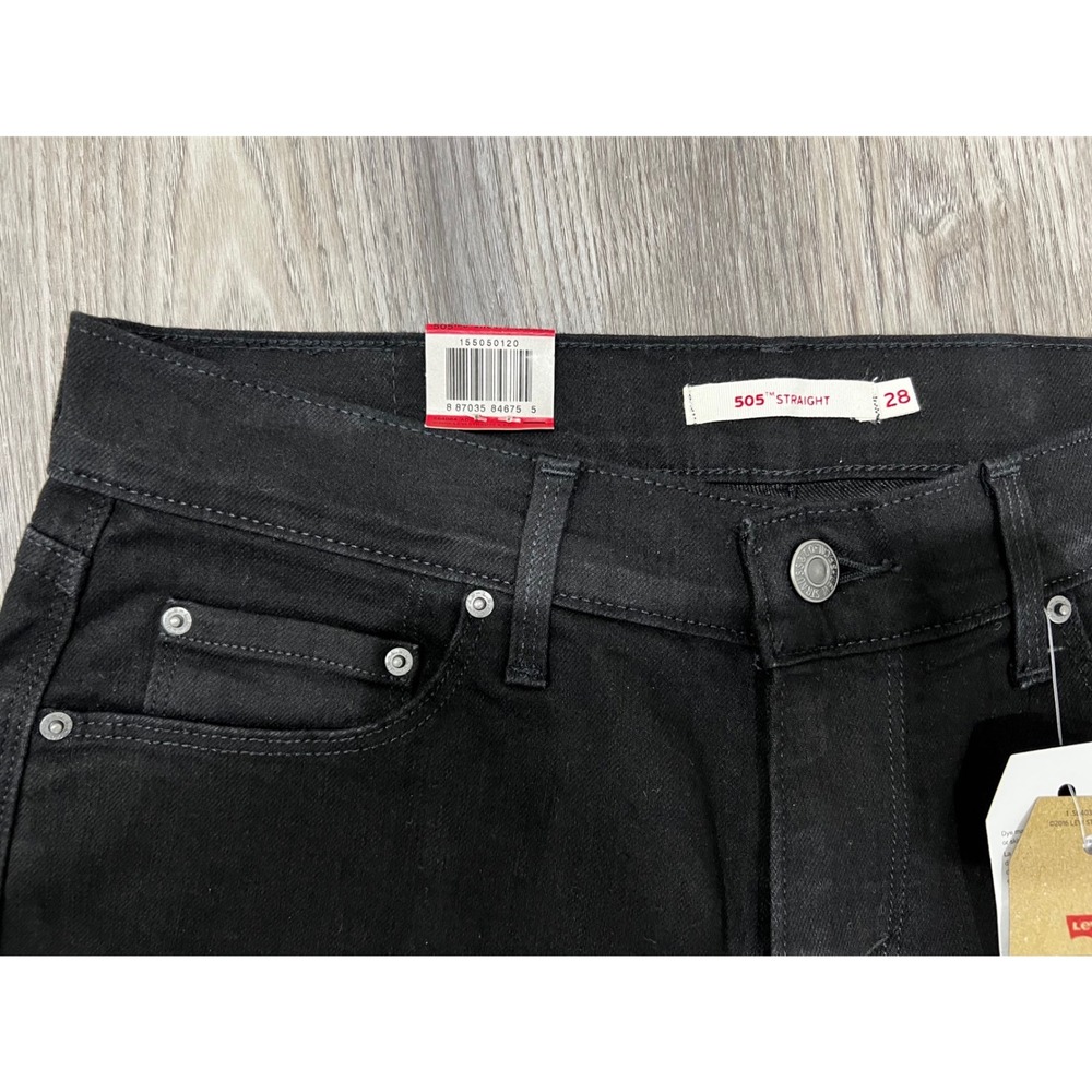 Levis 505 Straight Leg Jeans Womens 6 Short W28 L30 Black Mid Rise 155050120 NWT